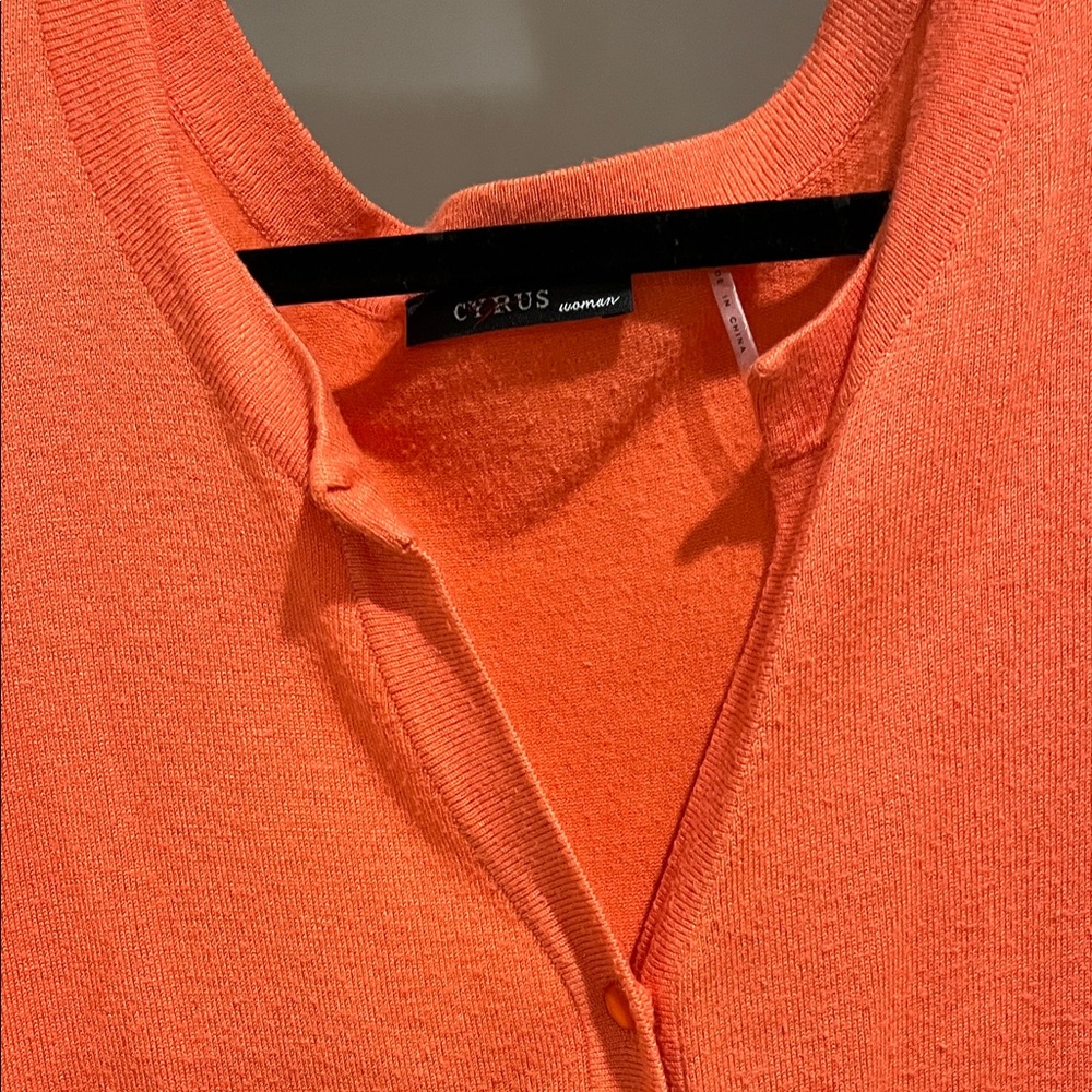 Orange Women's Lightweight Button-Front Cardigan - image 3